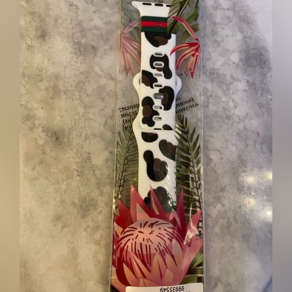 Strawberry Avocados White Leopard Cecile Apple Watch Band women’s - Picture 2 of 5